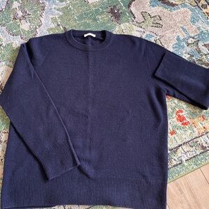The Row Sibem Sweater Wool & Cashmere Navy Blue Size X-Large XL